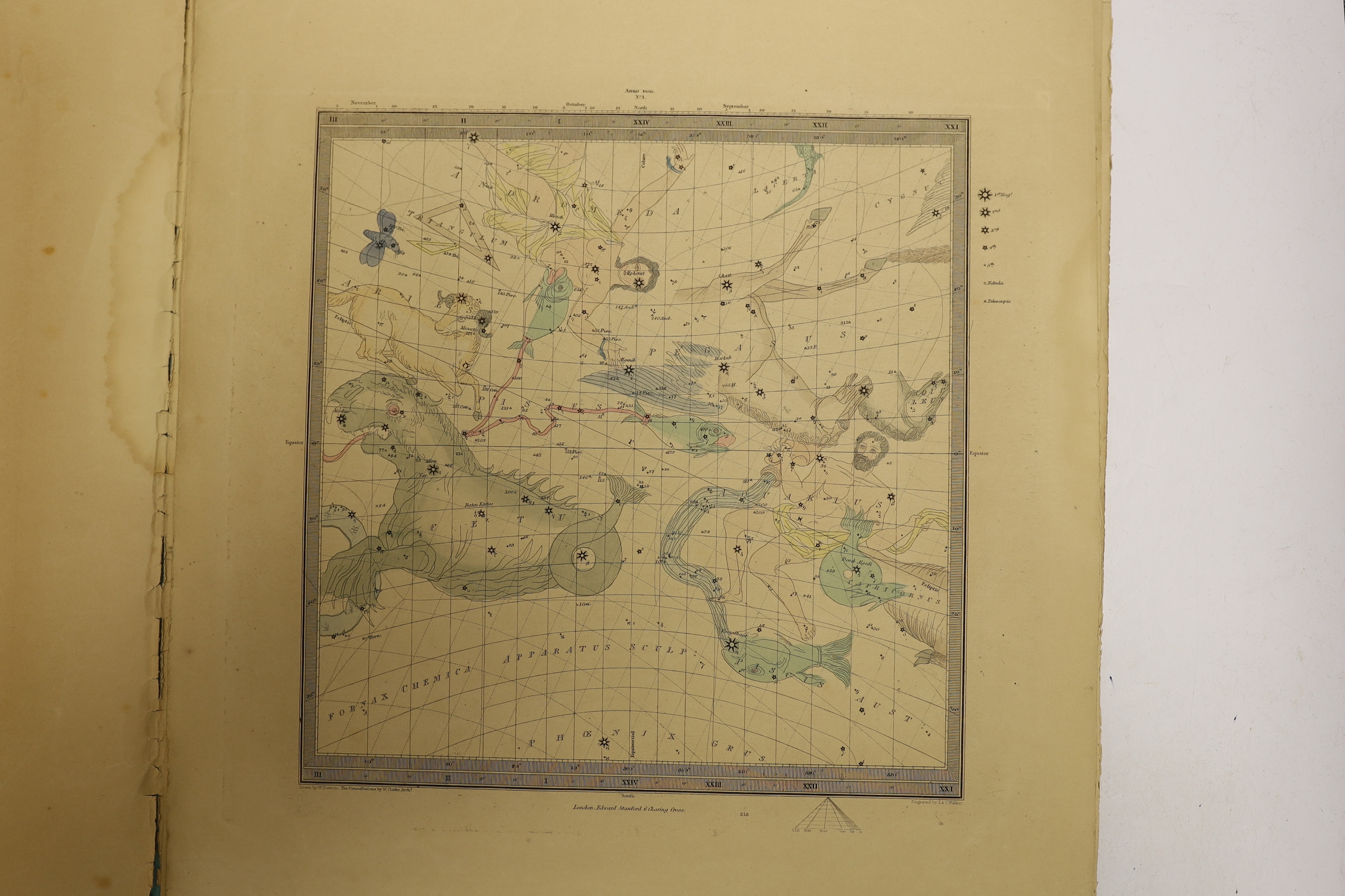 Sir John Lubbock, The Stars in Six Maps on the Gnomonic Projection, pub. Edward Stanford, London, circa 1844, 46 x 38cm